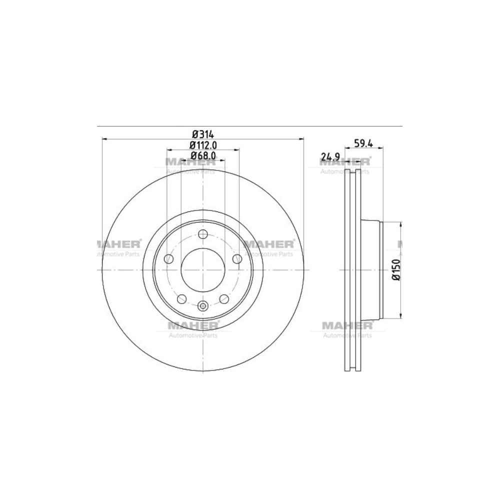 A6 05-11 Fren Diski Ön 314Mm - AYD-50863 - 4F0615301D 
