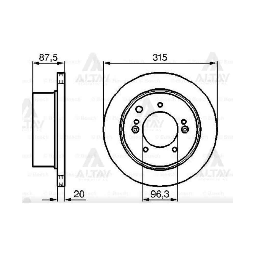 Sorento 02-10 Arka Düz Fren Diski 315-5 - BSH-0986479232 - 58411-3E300 
