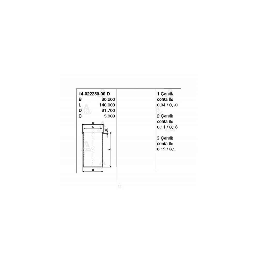 İ-30 1.6 Crdi B 77.20Mm Std Gömlek - GOE-14-022250-00 - 14-022250-00 