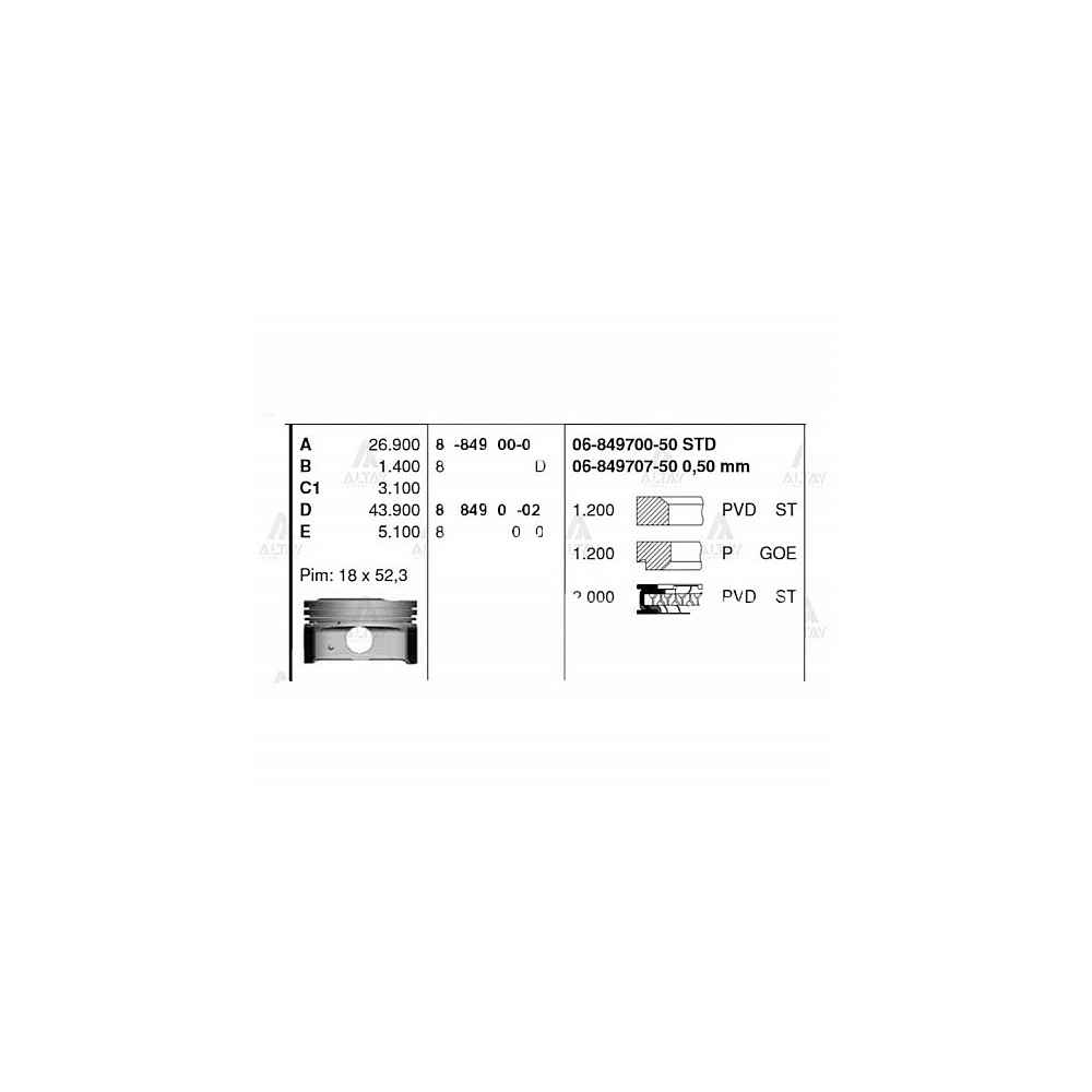 Accent 11- Blue i-20 Benzinli 1.4 Std Piston Segmanlı - GOE-87-71113-STD - 230412B101 