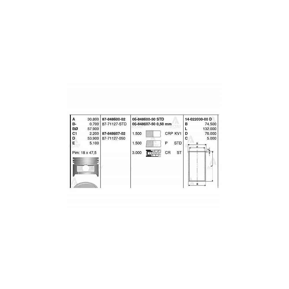 Accent 00-06 1.3 Getz 03-05 1.3 0.50 Piston Segmanlı - GOE-87-71127-050 - 87-71127-050 