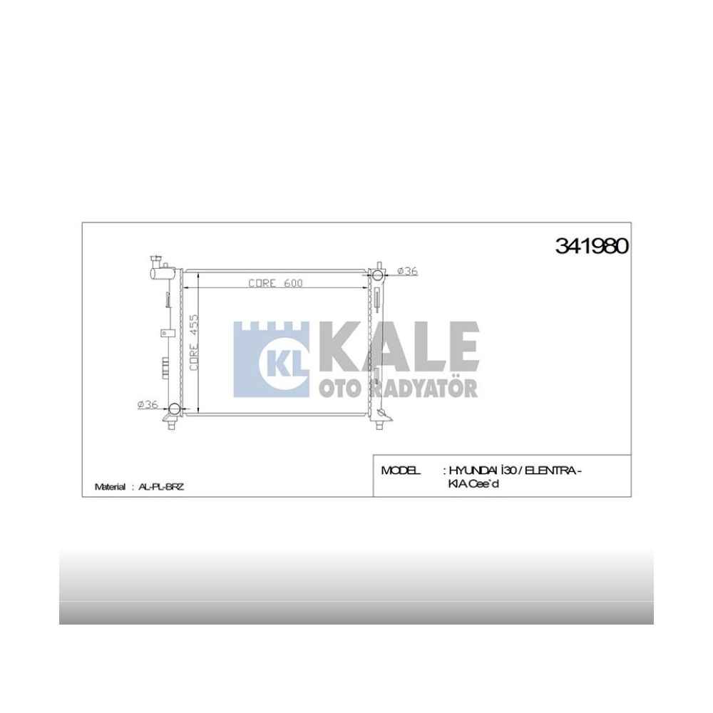 i-30 07-11 Ceed 08-11 Benzinli M-T Brazıng 16Mm Radyatör Su - KLE-341980 - 25310-2H000 