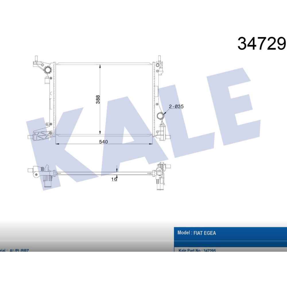 Egea 15- 1.4 16V M-T Brazıng Radyatör Su - KLE-347295 - 52052603 