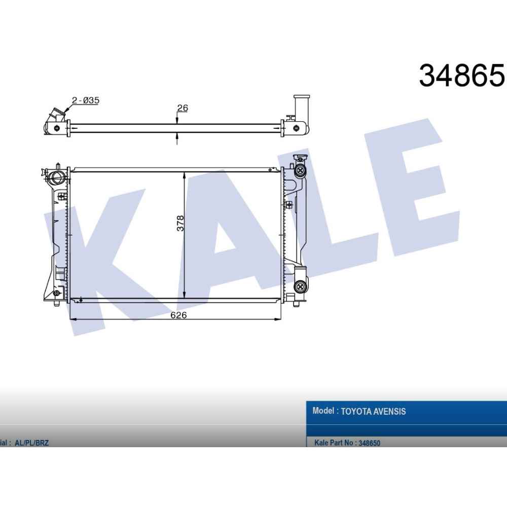 Avensis 03-08 2.0 Benzinli M-T Brazıng Radyatör Su - KLE-348650 - 16400-0H110 