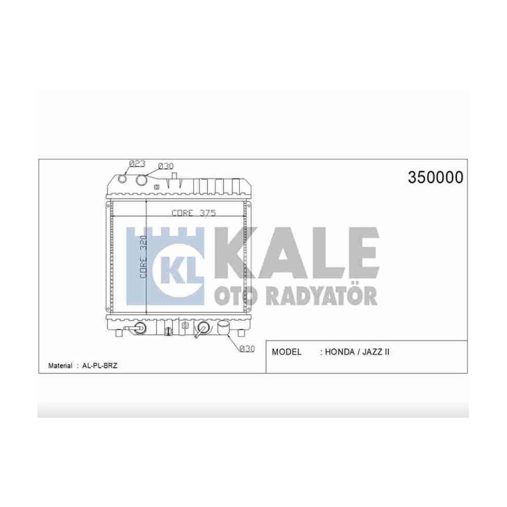 Jazz 02-08 Küçük tip 26Mm M-T Brazing Su Radyatör - KLE-350000 - 19010-PWA-901 